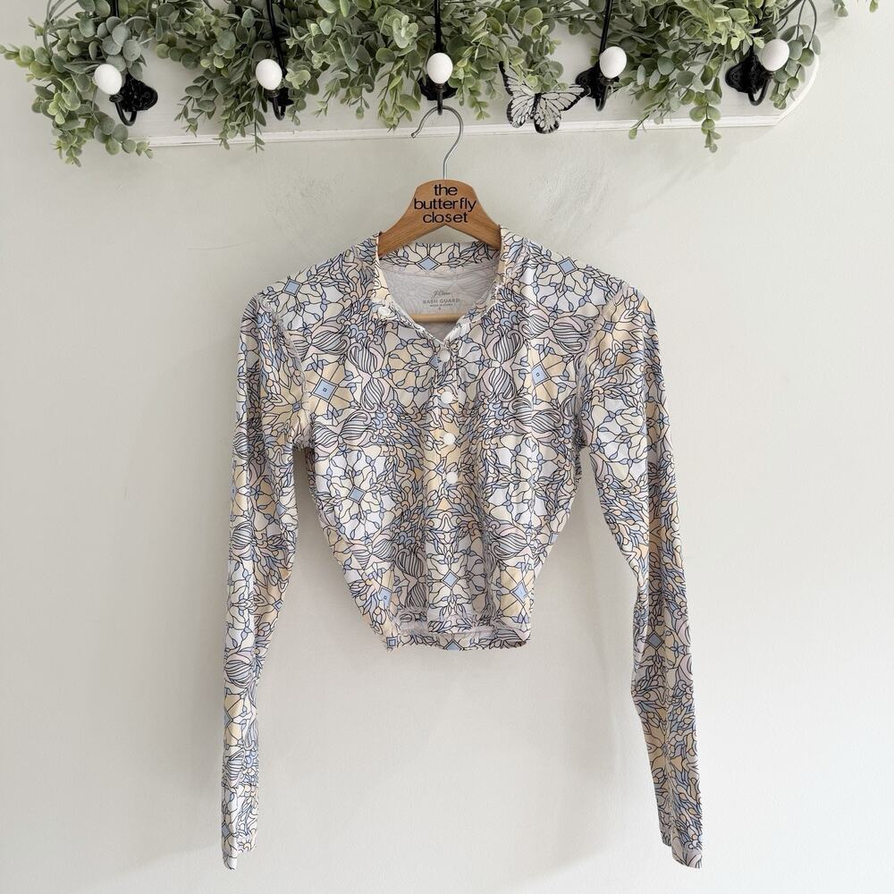 J.Crew Active Button-up Rash Guard Top Small swim beach boat